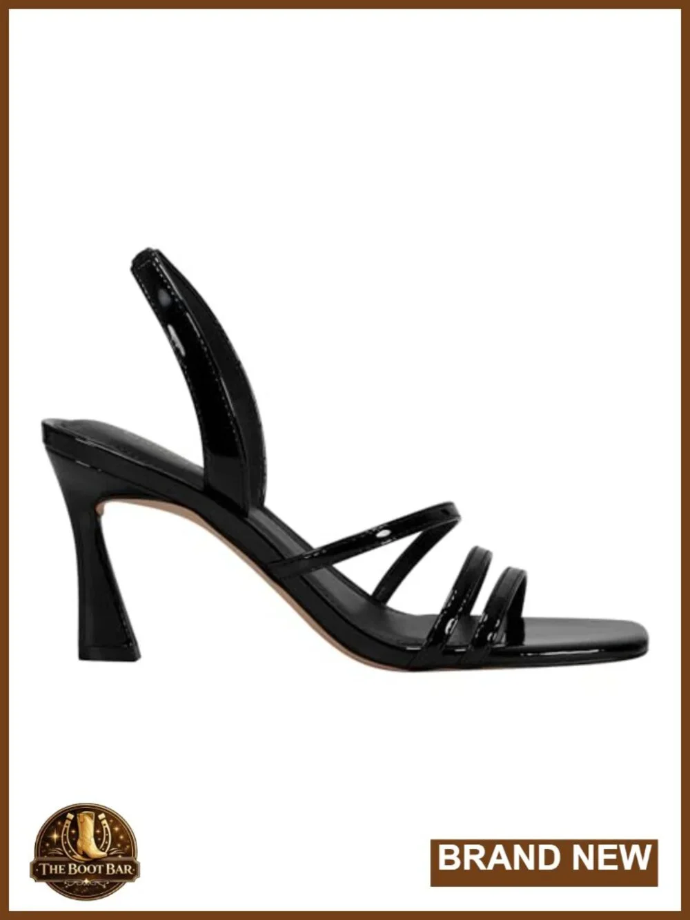 Stiletto Heel Strappy Dress Sandals Faux Patent Leather Slingback